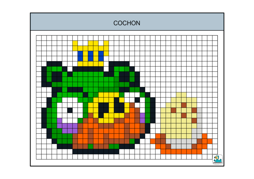 Pixel art angry bird cochon dodocraft