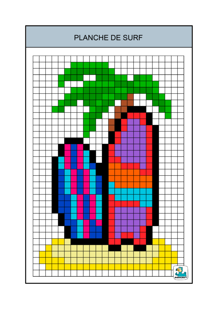 plache de surf pixel art dodocraft