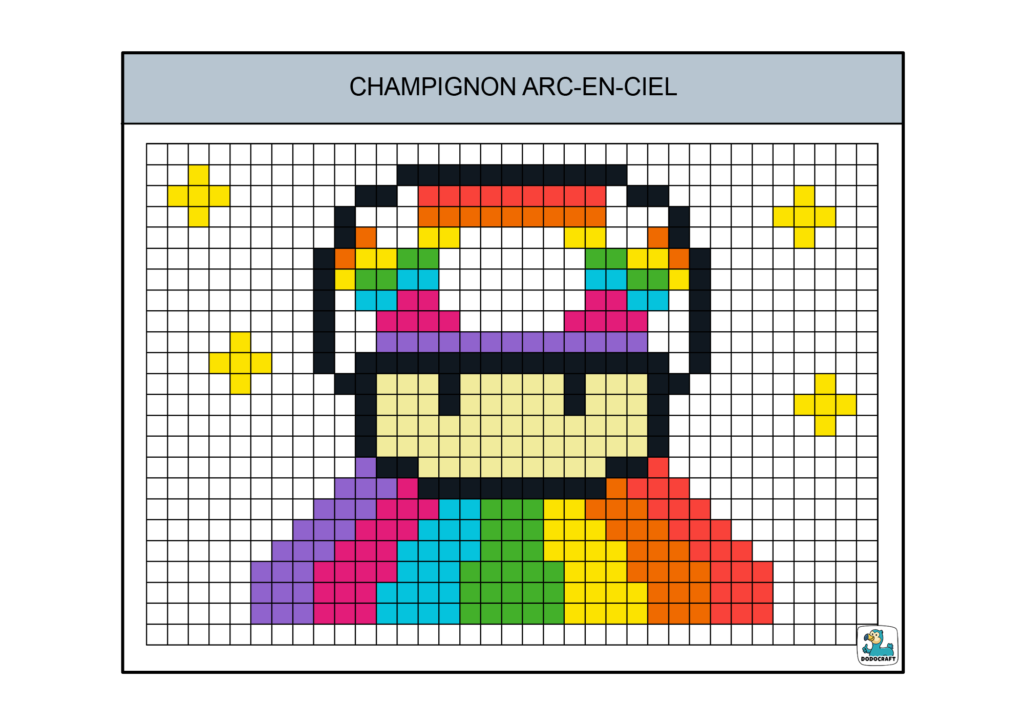 Champignon Arc-En-Ciel pixel art dodocraft