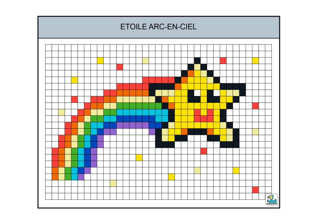 Etoile arc-en-ciel pixel art dodocraft