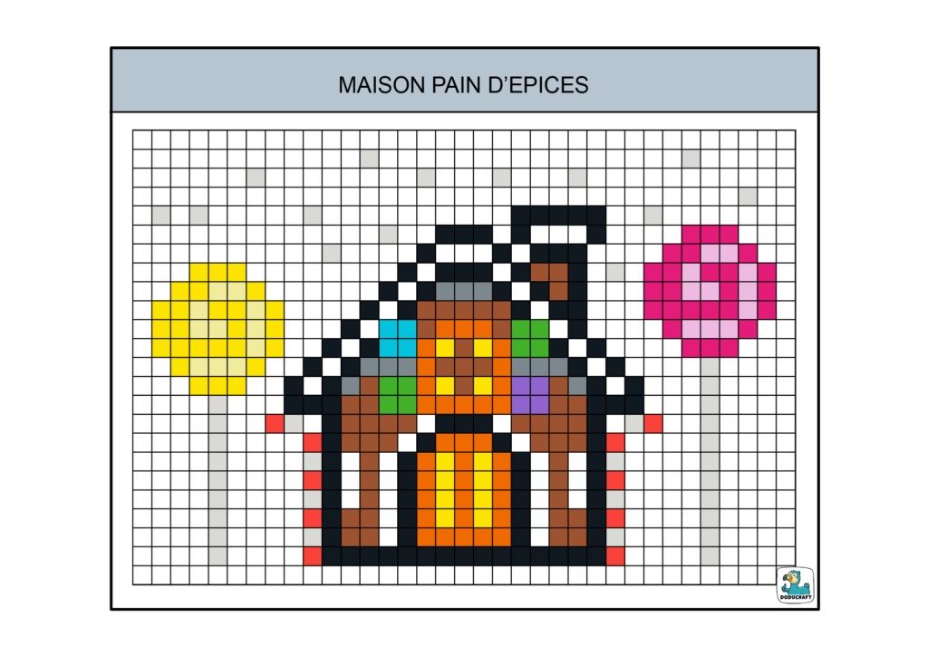 Maison Pain d'épices pixel art dodocraft