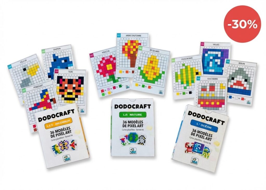 Pack 3 Paquets de Cartes : 108 modèles Pixel Art